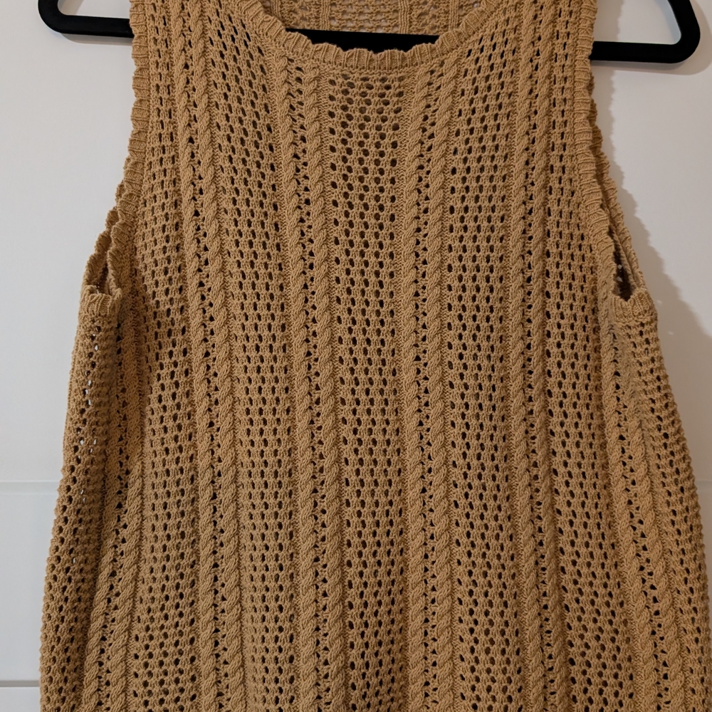 Tan Knit Sleeveless Top